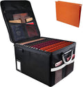 TOMKID Caja de documentos ignífuga, caja de archivos ignífuga con tapas, caja organizadora de documentos importante con cerradura, organizador de carpetas de archivos portátil con asa, 1 carpeta