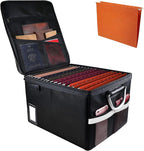 TOMKID Caja de documentos ignífuga, caja de archivos ignífuga con tapas, caja organizadora de documentos importante con cerradura, organizador de carpetas de archivos portátil con asa, 1 carpeta