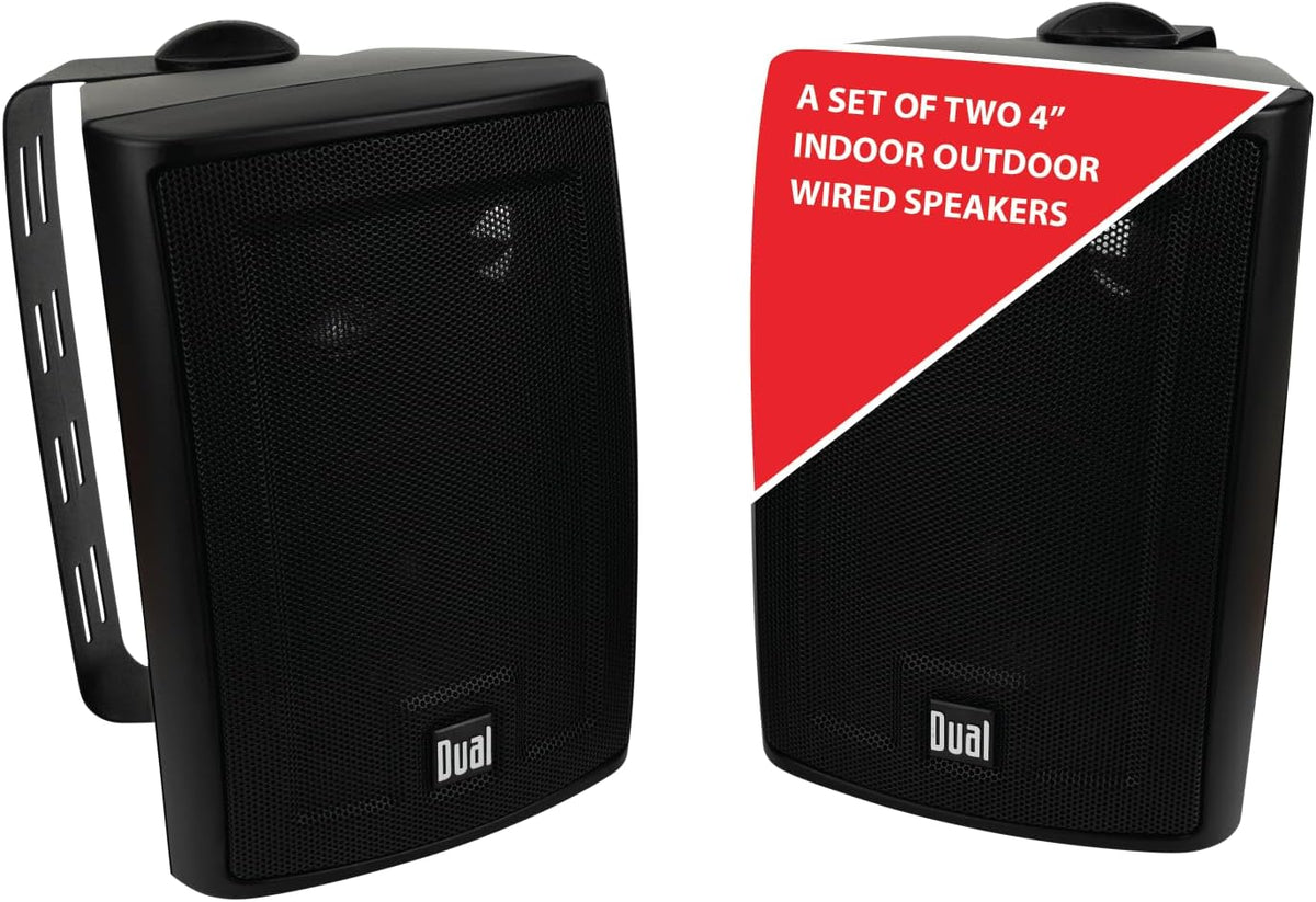 Dual Electronics LU43PB - Altavoces con cable para interiores y exteriores, 4 pulgadas, 3 vías, resistentes a la intemperie
