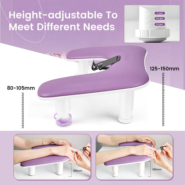 JODSONE Reposabrazos en forma de U púrpura para manicuristas con so...