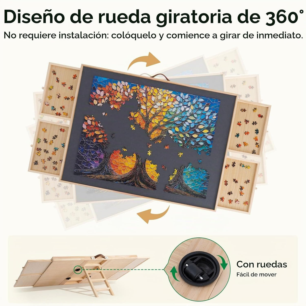TEAKMAMA Tablero de rompecabezas de 1500 piezas, mesa de rompecabezas