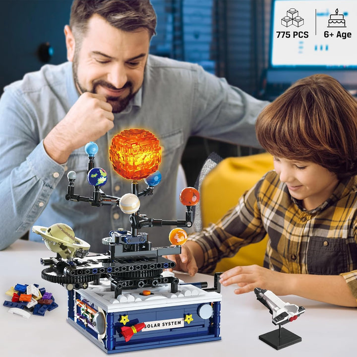 Juegos de construcción del sistema solar con luz juguetes