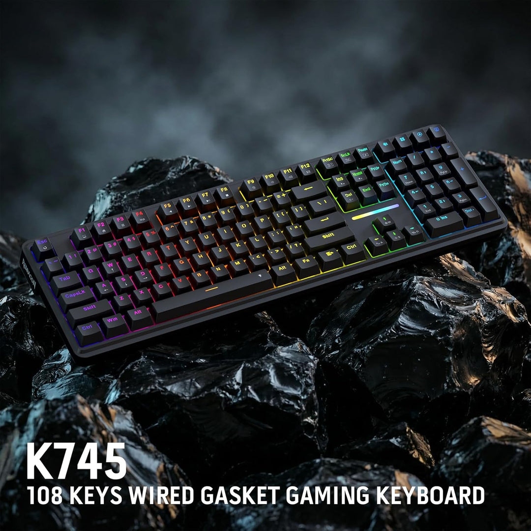 Redragon K745 Teclado Gaming RGB con Cable y Junta, Teclado Mecánic...