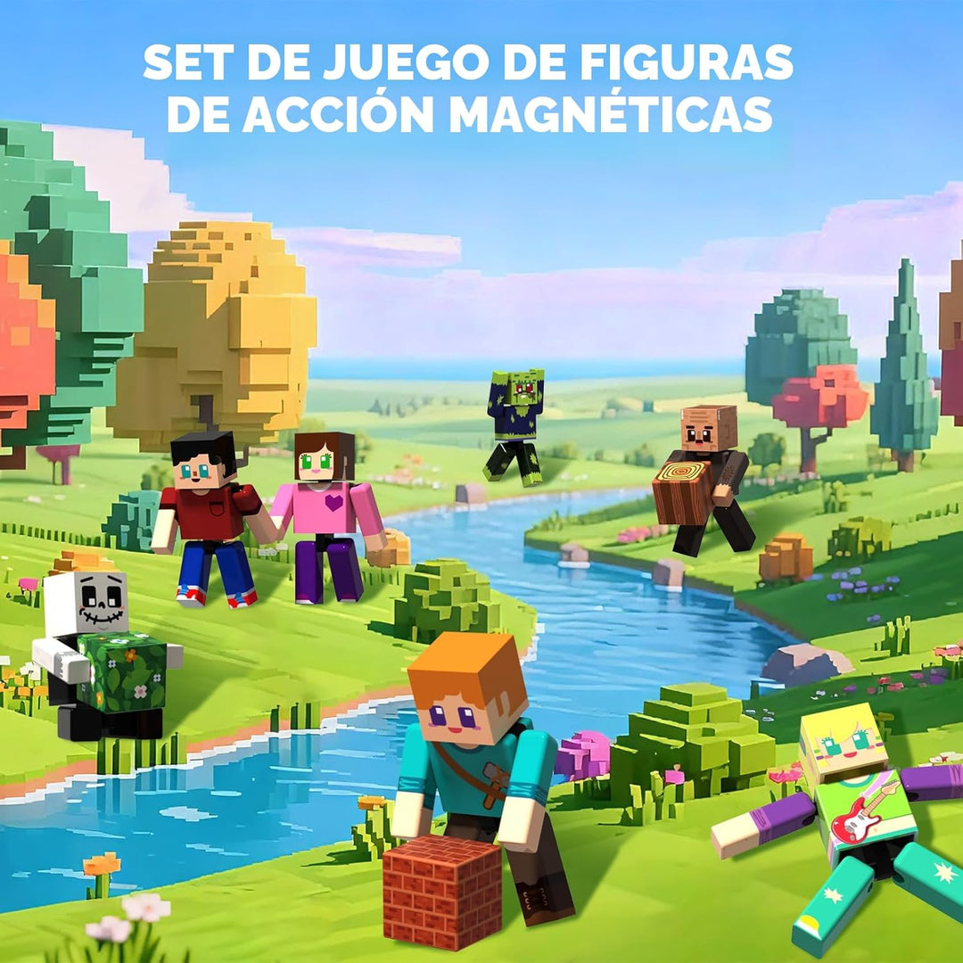Magneverse Juego de 20 Piezas de Figuras de Acción Magnéticas - Blo...