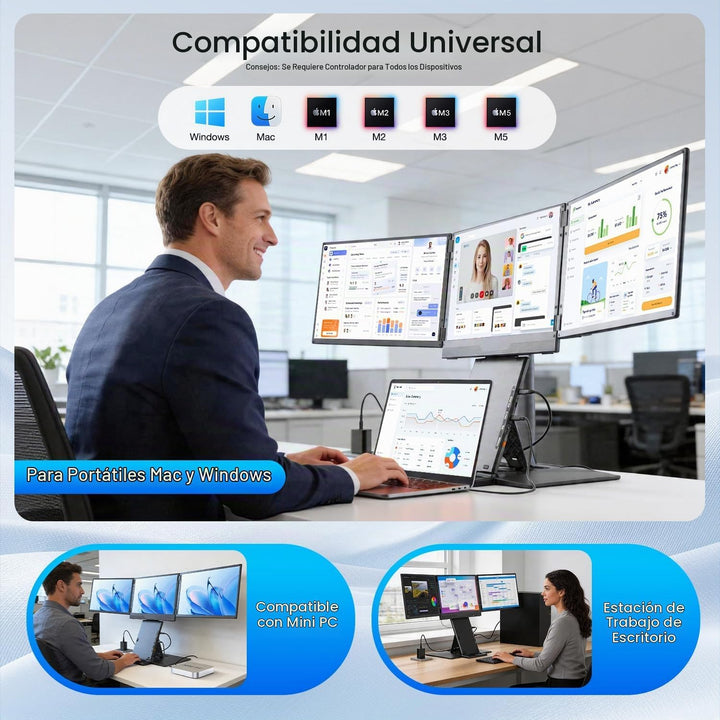 UK BONITOYS Extensor de pantalla para portátil cuádruple, monitor Q...