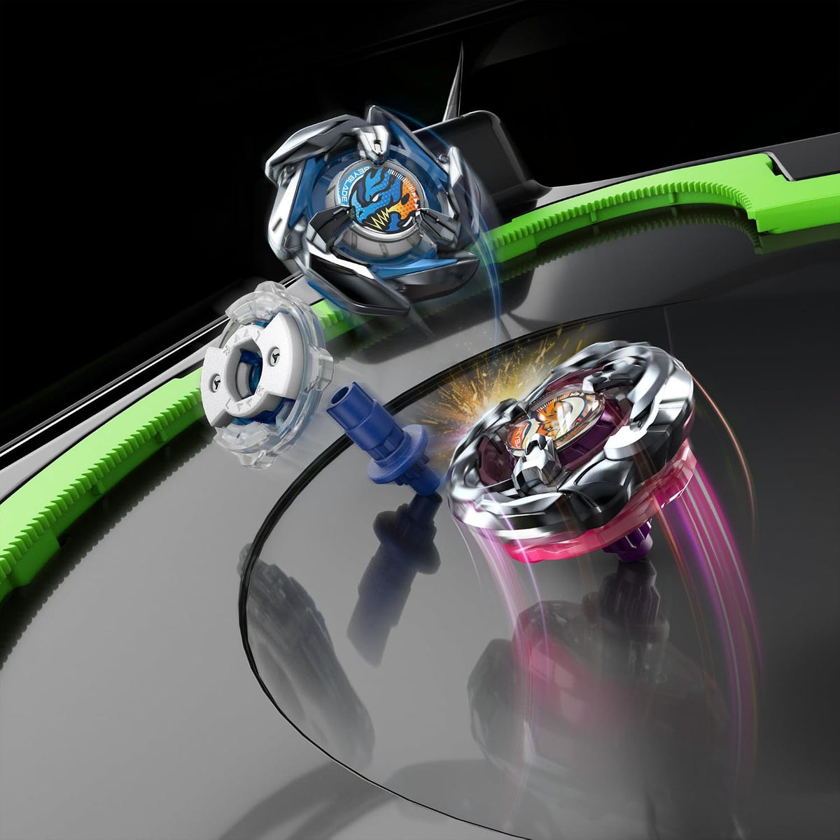 Beyblade X Xtreme Battle Set con Beystadium Arena con riel X-Celerator, 2 juguetes superiores giratorios a la derecha, 2 lanzadores, juguetes para niños y niñas, 8+