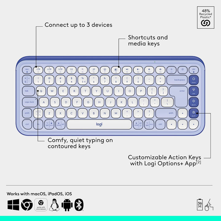 Logitech Combo POP ICON, combo de teclado y mouse Bluetooth, escrit...