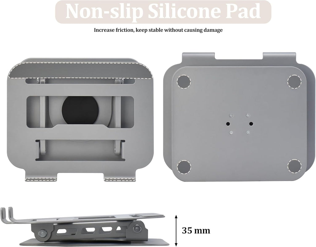 Soporte ergonómico para laptop, diseño ergonómico y ángulo ajustable, plegable para laptops, portátiles de hasta 17.3 pulgadas (plateado)