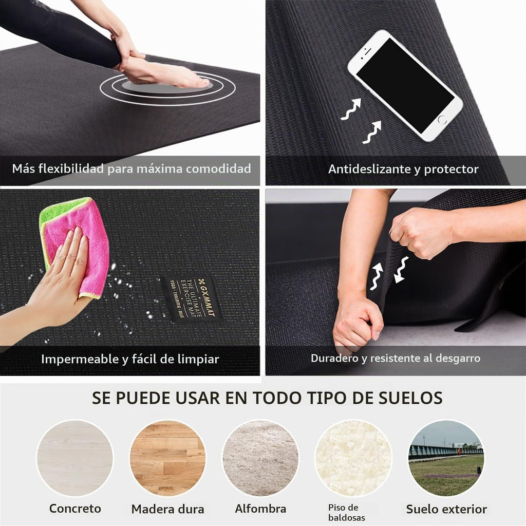 GXMMAT Esterilla de Yoga Grande 6'x4'/6'x6'(7mm) & 7'x5'(9mm)