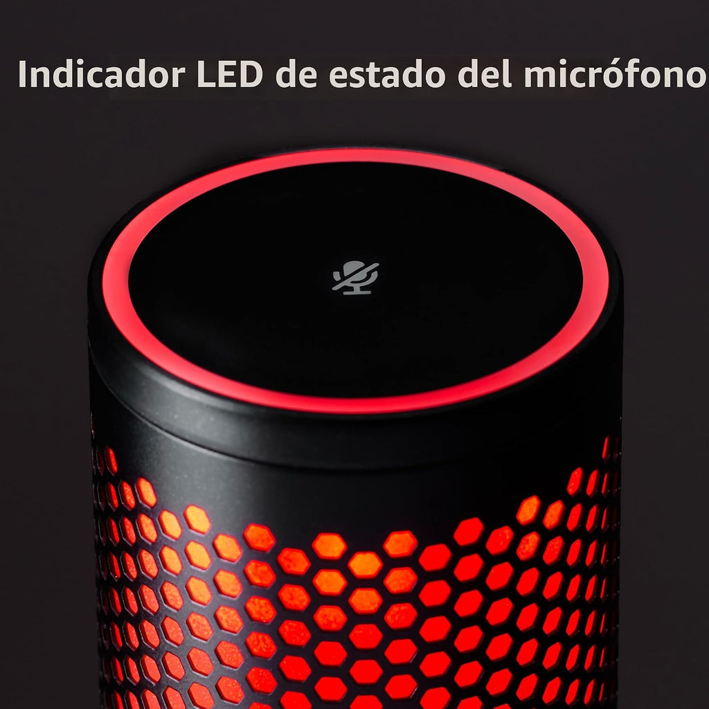HyperX QuadCast 2 - Micrófono USB para juegos, transmisión y podcasting, con controles integrados, iluminación LED, soporte de choque extraíble, PC, Mac, PS5, PS4, USB-C, color negro