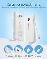 VEEKTOMX Cargador portátil con cables integrados 10000 mAh, banco d...