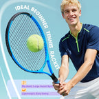 Paquete de 2 raquetas de tenis neón para adultos, juego de raquetas de tenis de aluminio ligeras de 27 pulgadas con 3 pelotas y bolsa, acabado mate vibrante de alta visibilidad para