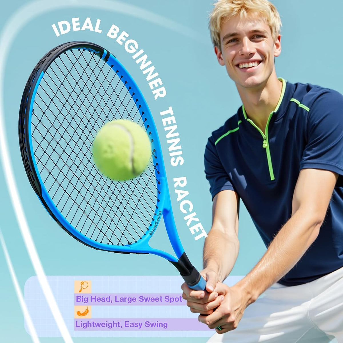Paquete de 2 raquetas de tenis neón para adultos, juego de raquetas de tenis de aluminio ligeras de 27 pulgadas con 3 pelotas y bolsa, acabado mate vibrante de alta visibilidad para
