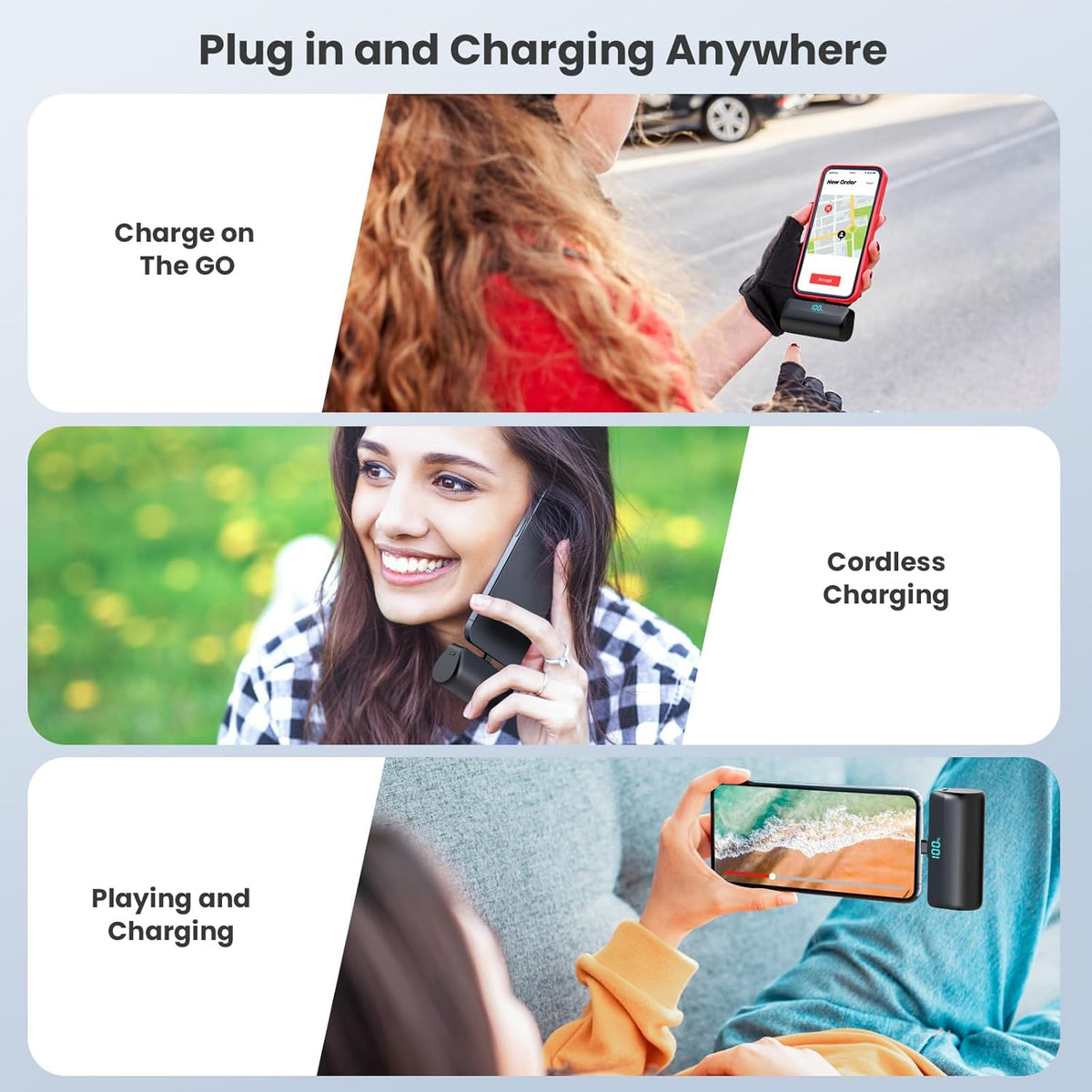 [2 paquetes] Cargador portátil pequeño de 5500 mAh para iPhone 15\/...