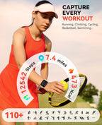 Reloj inteligente para mujeres y hombres, contestar/hacer llamadas, reloj de seguimiento de pasos de fitness impermeable IP68 con monitor de sueño/contador de actividad/modo deportivo más de 110 años, reloj inteligente compatible con Android iPhone