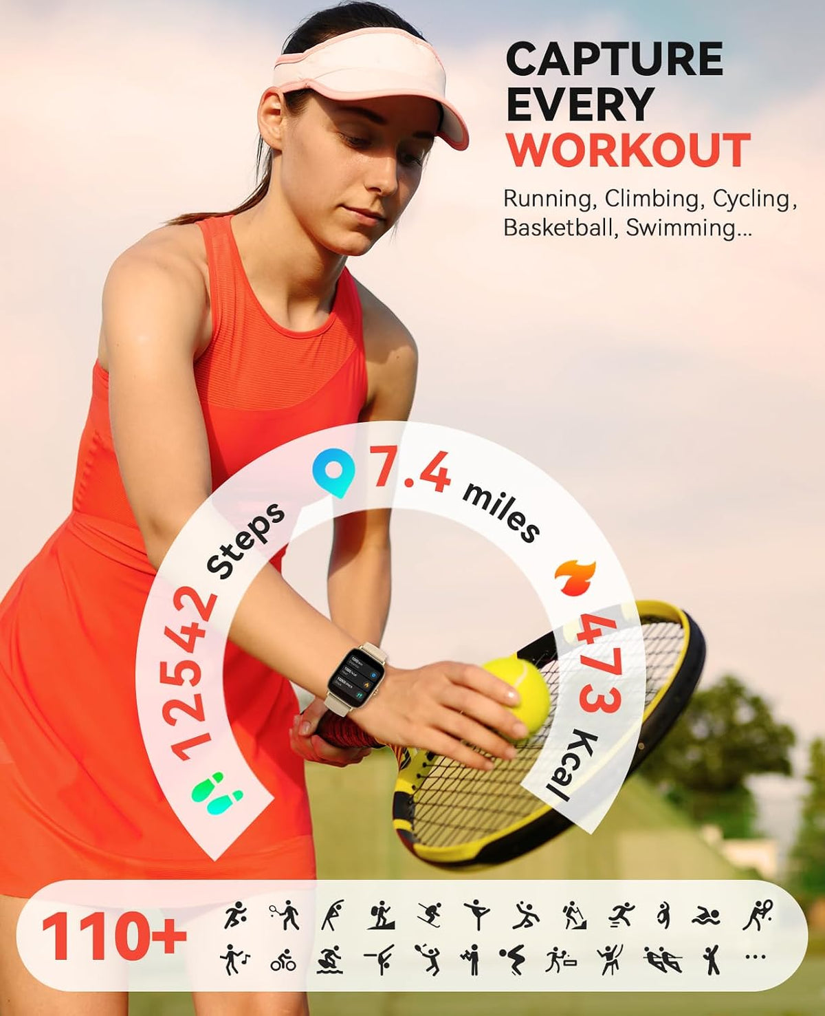 Reloj inteligente para mujeres y hombres, contestar/hacer llamadas, reloj de seguimiento de pasos de fitness impermeable IP68 con monitor de sueño/contador de actividad/modo deportivo más de 110 años, reloj inteligente compatible con Android iPhone