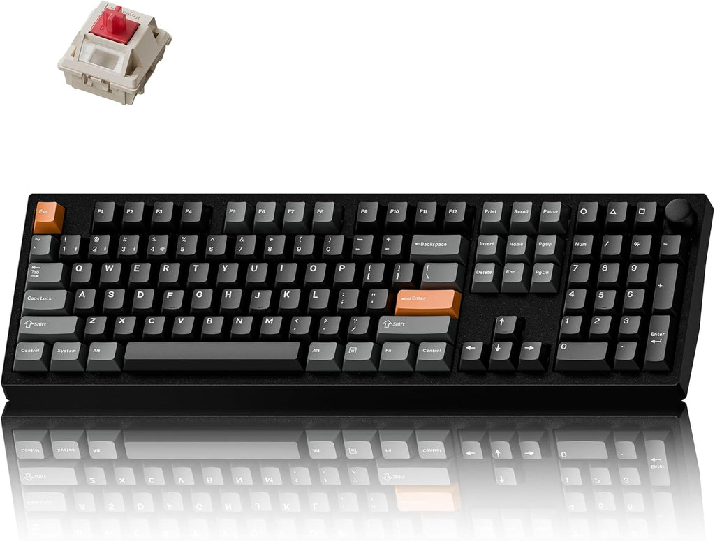 Keychron P6 Ultra Teclado Mecánico Inalámbrico de Aluminio tamaño completo, Tasa de sondeo 8K, 2.4 GHz/Bluetooth/Con cable, RGB personalizable, Hot-Swappable con Switch Silk POM Red para Mac Windows Linux - Negro
