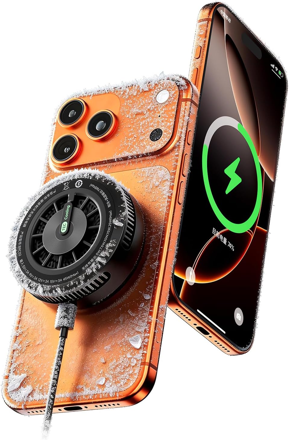 Black Shark Cargador inalámbrico con ventilador de refrigeración, almohadilla magnética de doble cara de 25 W compatible con carga MagSafe de iPhone 17/16/15/14, enfriador de teléfono para juegos/transmisión