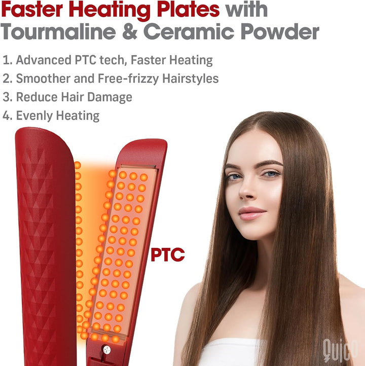 Quico Plancha para el cabello, alisadora de cabello de viaje global...
