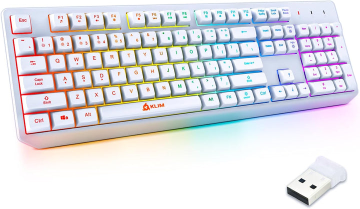 Teclado inalámbrico KLIM Chroma Blanco \u2013 Retroiluminación RGB,...