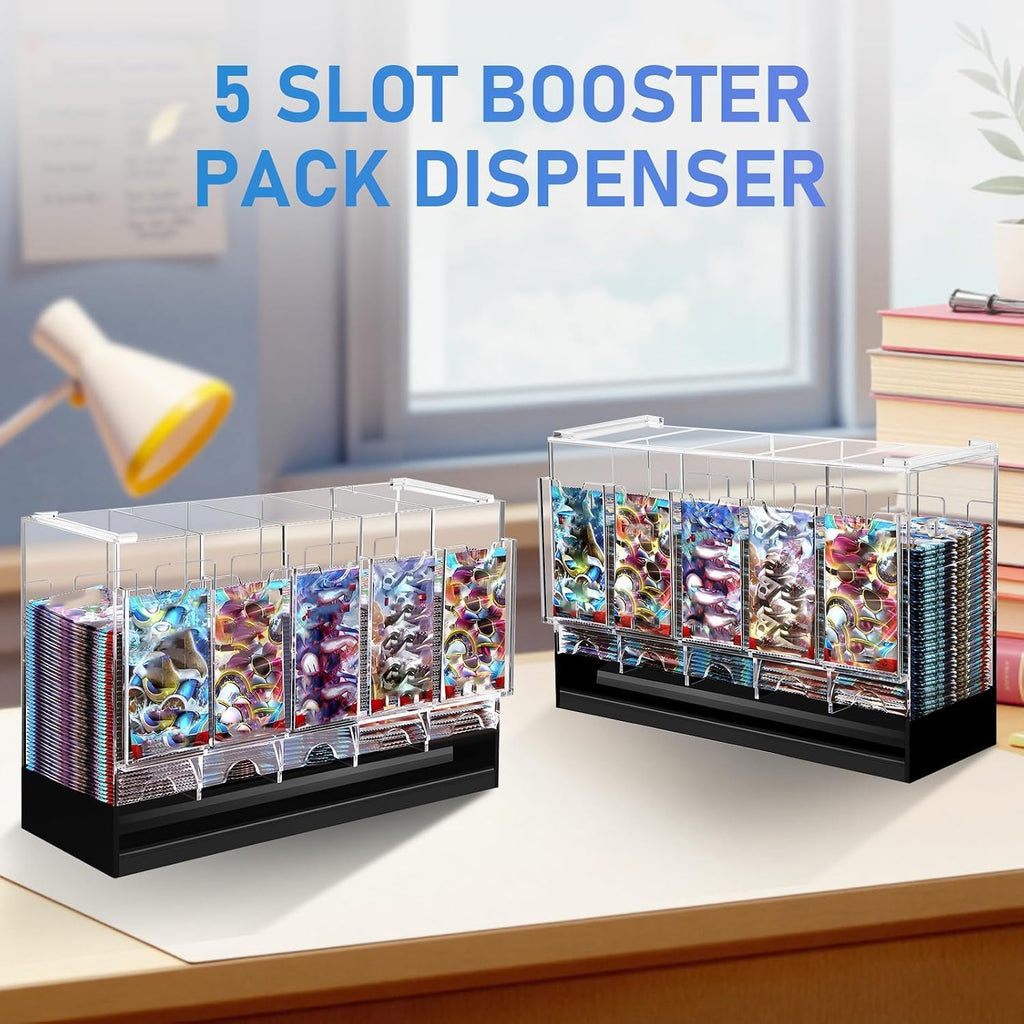 CHEPULA Dispensador de 5 ranuras, dispensador de tarjetas, caja de refuerzo acrílica para tarjetas intercambiables/paquetes de refuerzo deportivos (0.157 pulgadas de grosor)