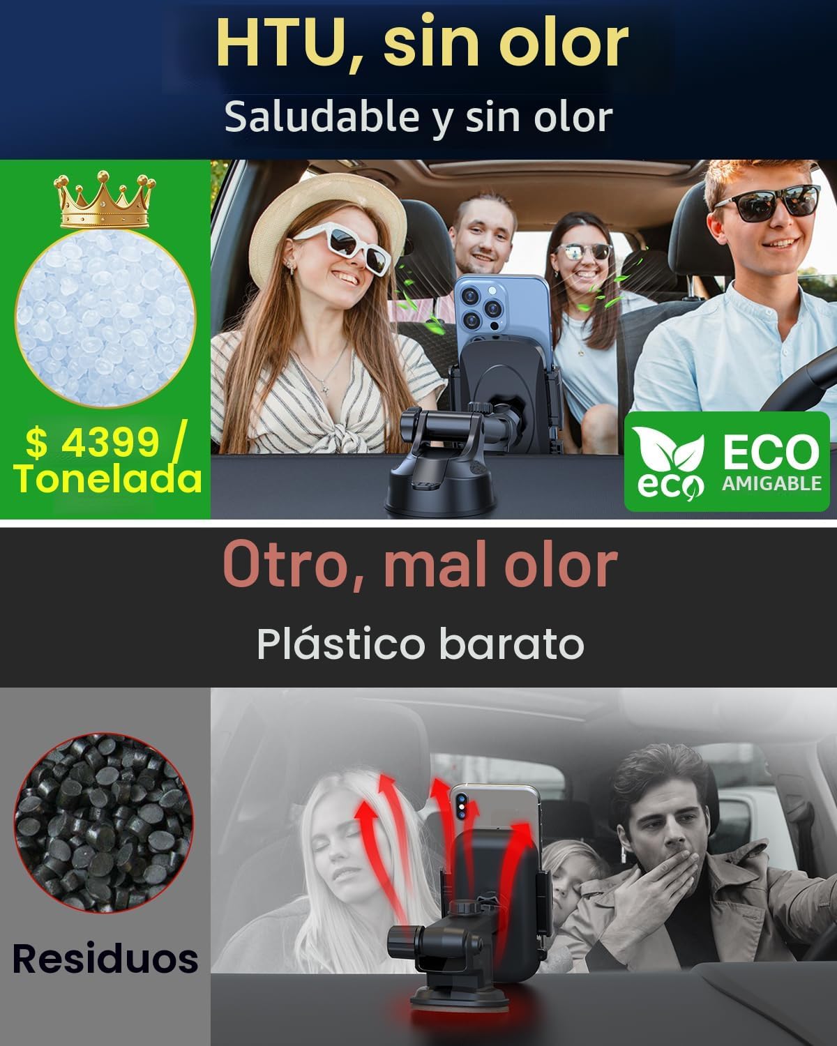 Soporte de teléfono celular para automóvil, [potente ventosa], soporte de teléfono de automóvil para salpicadero, parabrisas, ventilación de aire, brazo largo, soporte para teléfono celular, soporte para automóvil, funda gruesa compatible con teléfonos