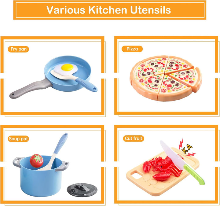 80 piezas de juego de cocina, juego de cocina de imitación para niñ...