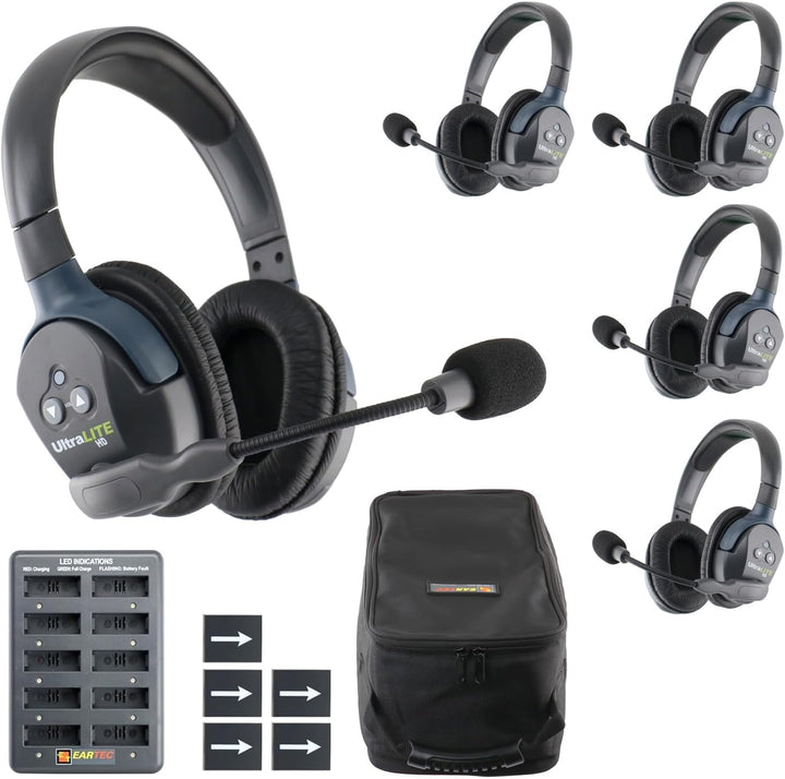 Eartec UL5D Ultralite-HD 5-Persona Full Duplex Wireless Intercom He...