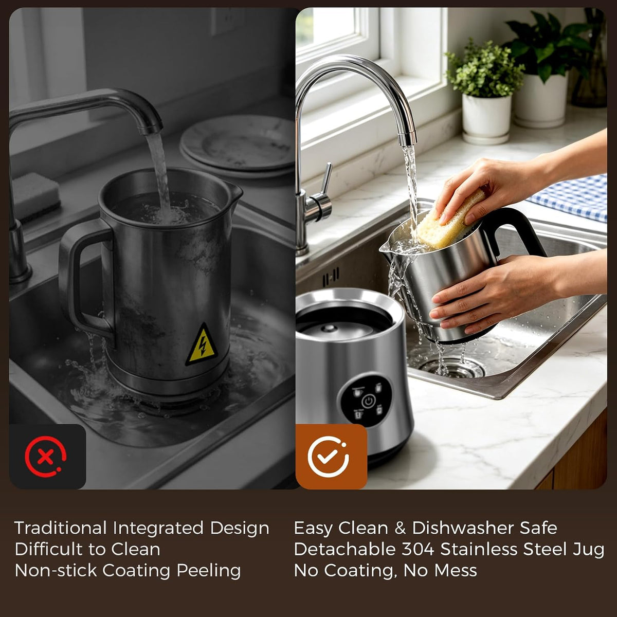 Espumador de leche eléctrico automático y vaporizador con espuma fría y