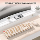 Teclado y mouse inalámbricos, 104 teclas redondas MOFII máquina de...