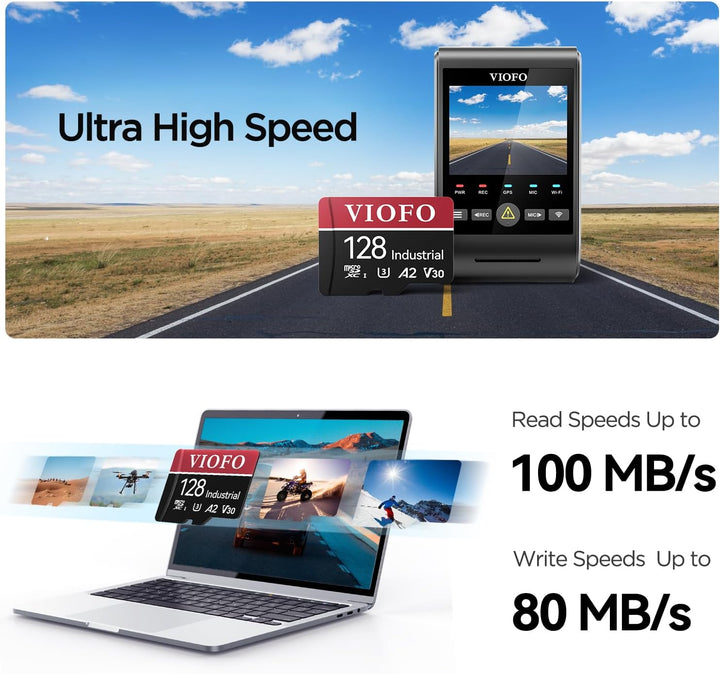 VIOFO Tarjeta microSD de grado industrial de 128 GB, tarjeta de mem...