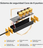CCCEI Regleta de protección contra sobretensiones de alta resistencia con interruptores individuales de 20 amperios. Extensor industrial GFCI de múltiples tomas de corriente Cable de extensión de