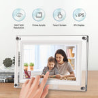 Frameo 7INCH WiFi Acrílico Marco Digital de Fotos, Pantalla IPS 1024 * 600, 32GB de Memoria Incorporada, Rotación Automática, Comparte Tu Amor En Cualquier Momento y Lugar