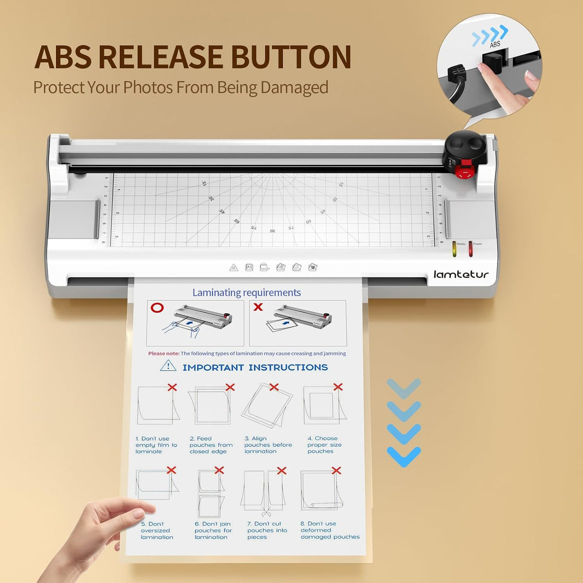 Lamtetur Máquina laminadora de 13 pulgadas de ancho con 70 hojas laminadoras para A3/A4/A6, máquina de laminación térmica caliente y fría de 11 x 17 pulgadas para oficina, hogar, escuela, uso para