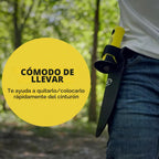 Pala detector de metales, herramienta de excavación de doble borde dentado resistente, con cuchillo para jardinería, caza, campamento, deshierbe, plantación y búsqueda de tesoros, color negro
