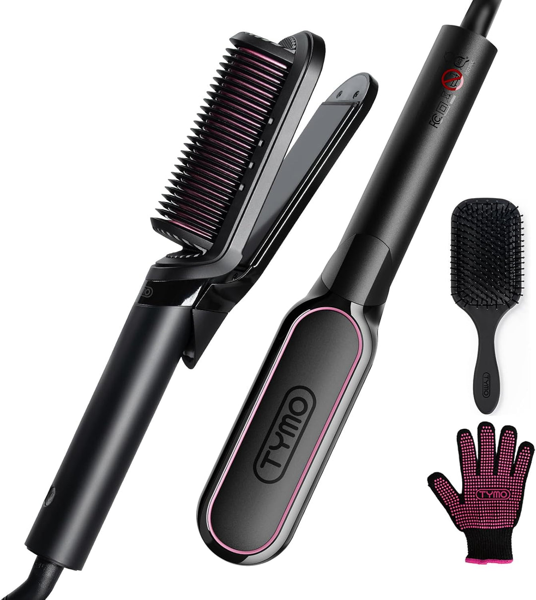 TYMO Cepillo alisador de pelo 2 en 1, alisador de pelo de iones de...