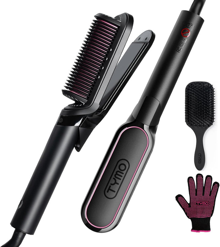 TYMO Cepillo alisador de pelo 2 en 1, alisador de pelo de iones de...