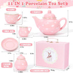 Juego de té de porcelana para niñas, juego de fiesta de té para niñas pequeñas, regalos de cumpleaños para niñas pequeñas