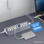 intpw, hub USB 3.2 de 10 puertos, alimentado