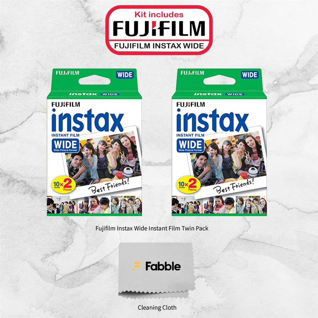 Paquete doble de película instantánea Fujifilm Wide X2 (40 hojas) +...