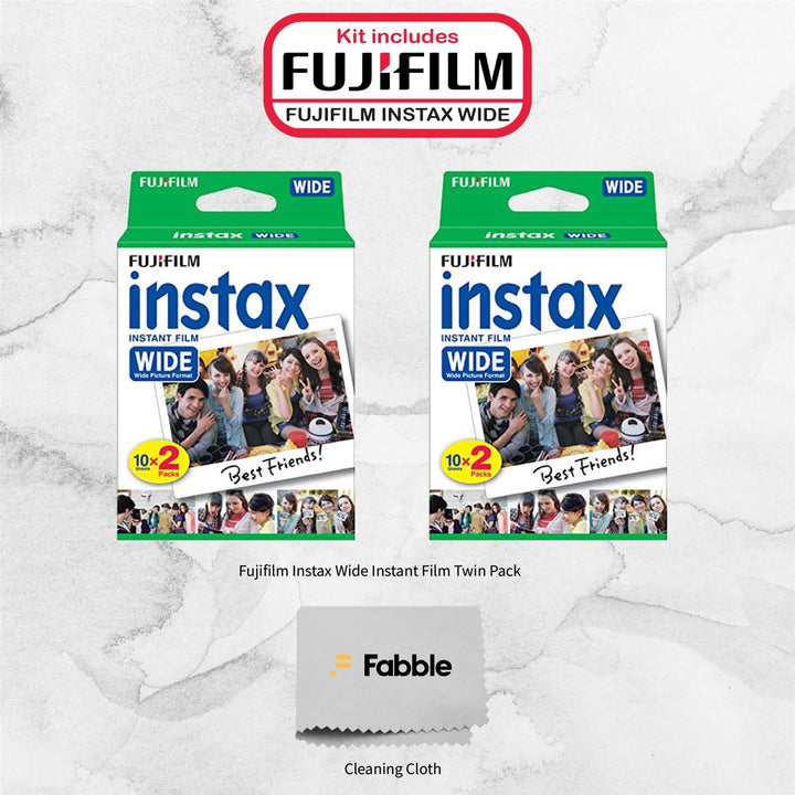 Paquete doble de película instantánea Fujifilm Wide X2 (40 hojas) +...