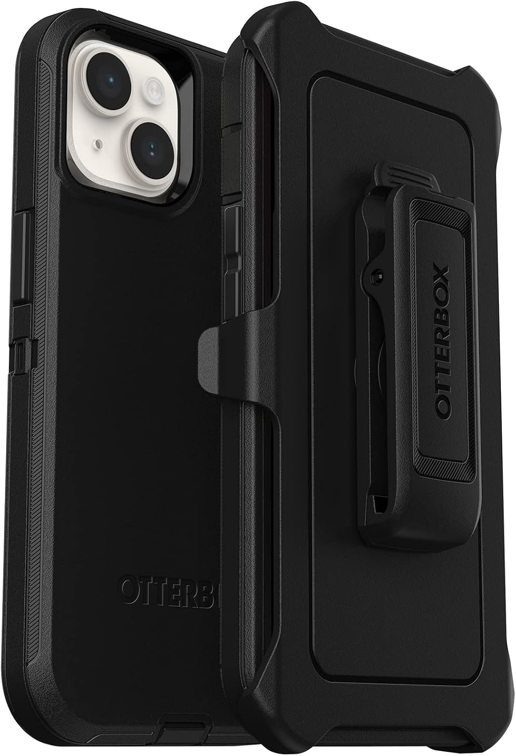 OtterBox Funda para iPhone 14 y iPhone 13 Defender Series - Negro, resistente y duradera, con protección de puerto, incluye soporte de clip para funda