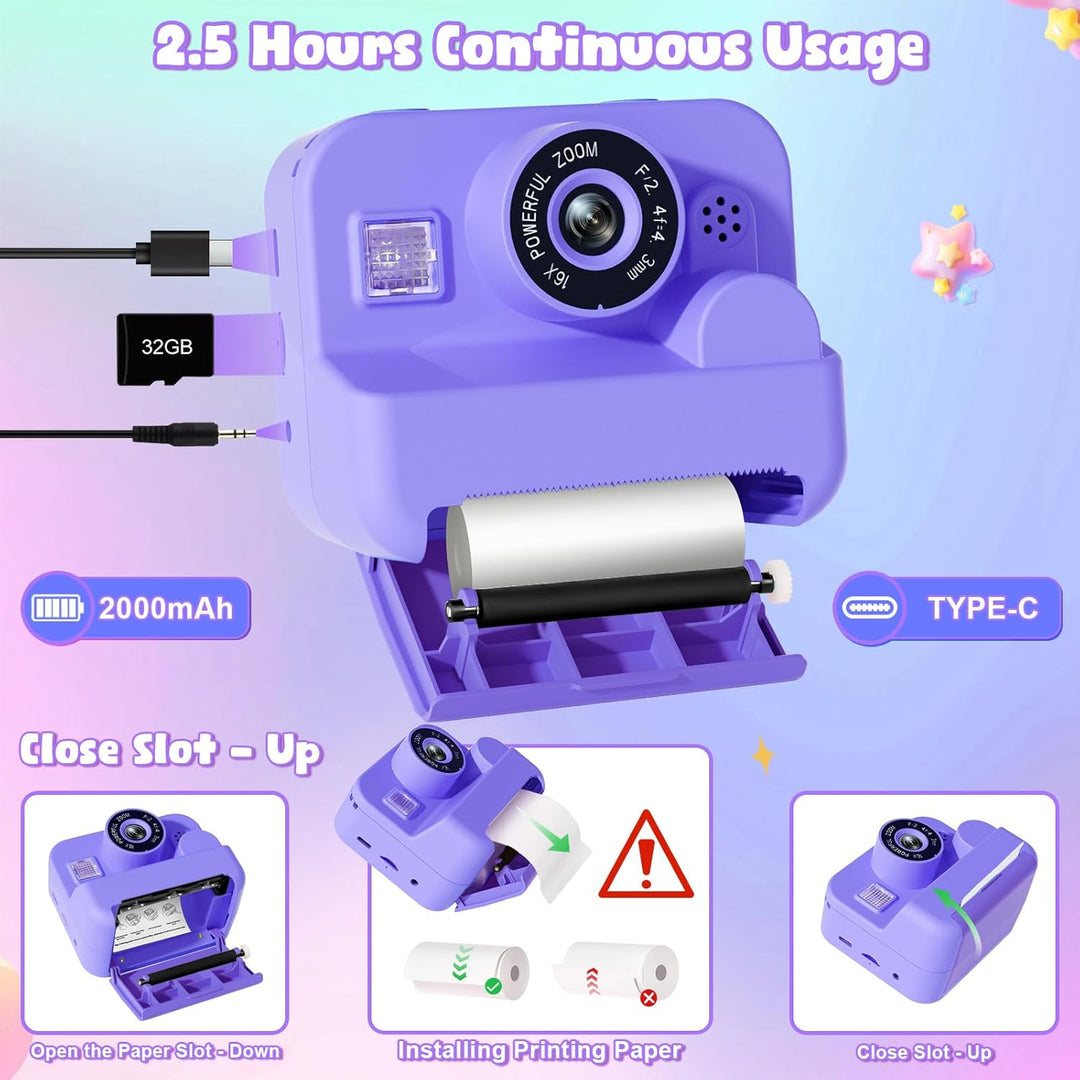 Cámara digital para niños con impresión instantánea - Cámara de vid...