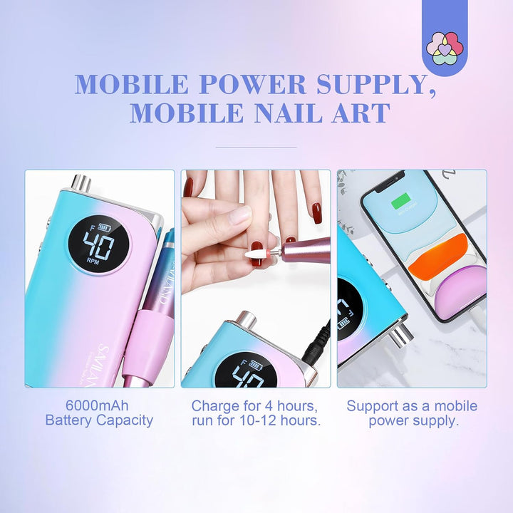 SAVILAND Taladro de uñas eléctrico: Taladro de uñas profesional de...