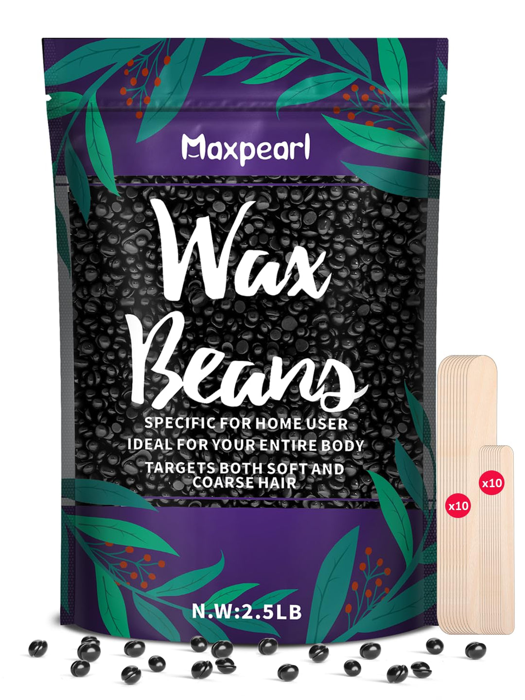 Maxpearl Cuentas de cera dura de 2.5 libras para depilación, fórmul...