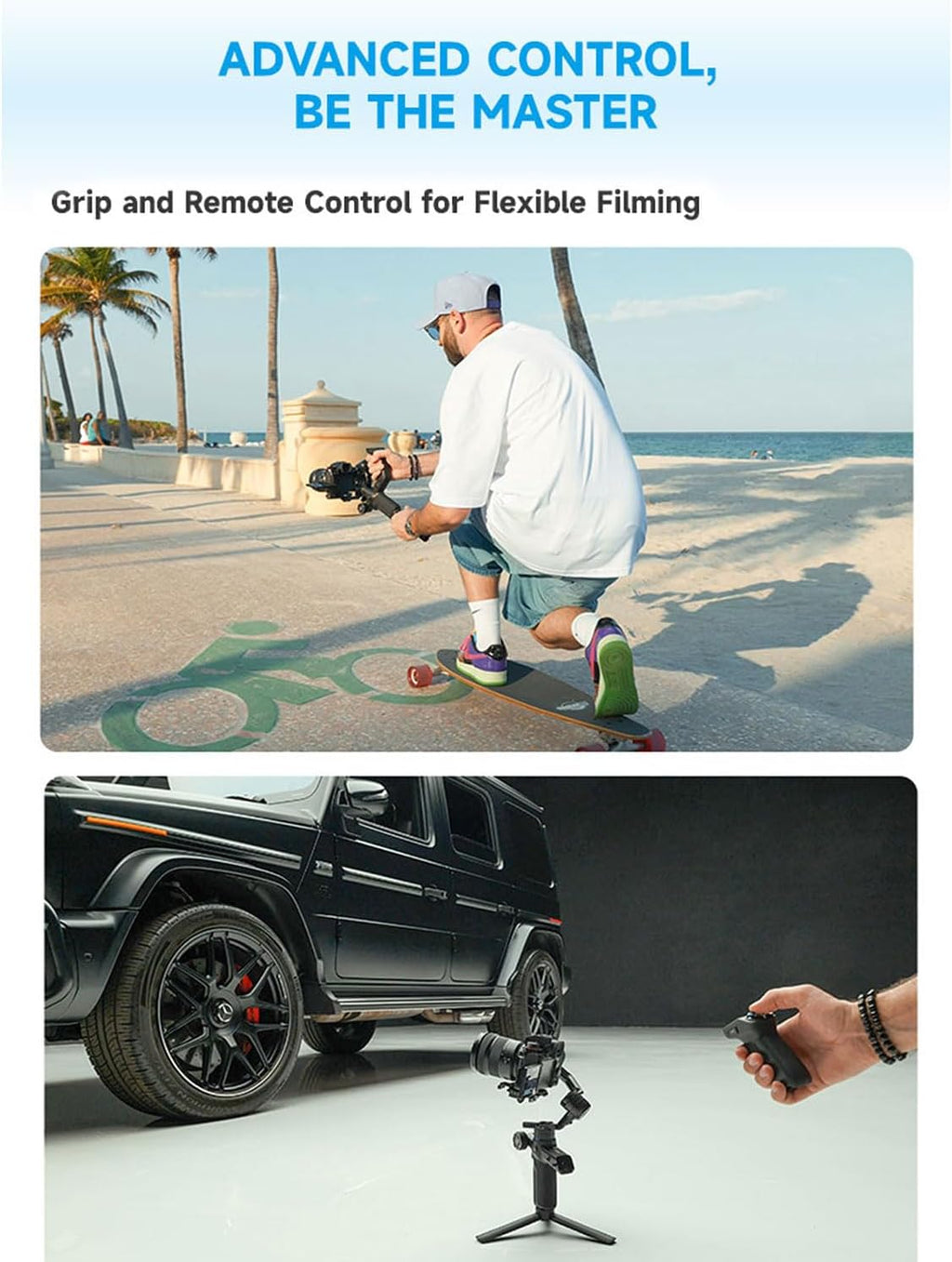 FeiyuTech SCORP Mini-3-Pro estabilizador de cardán para cámara sin espejo/compactas/cámaras de acción, smartphone, seguimiento AI de 59.1 ft, mango remoto desmontable, carga útil de 4.4 libras