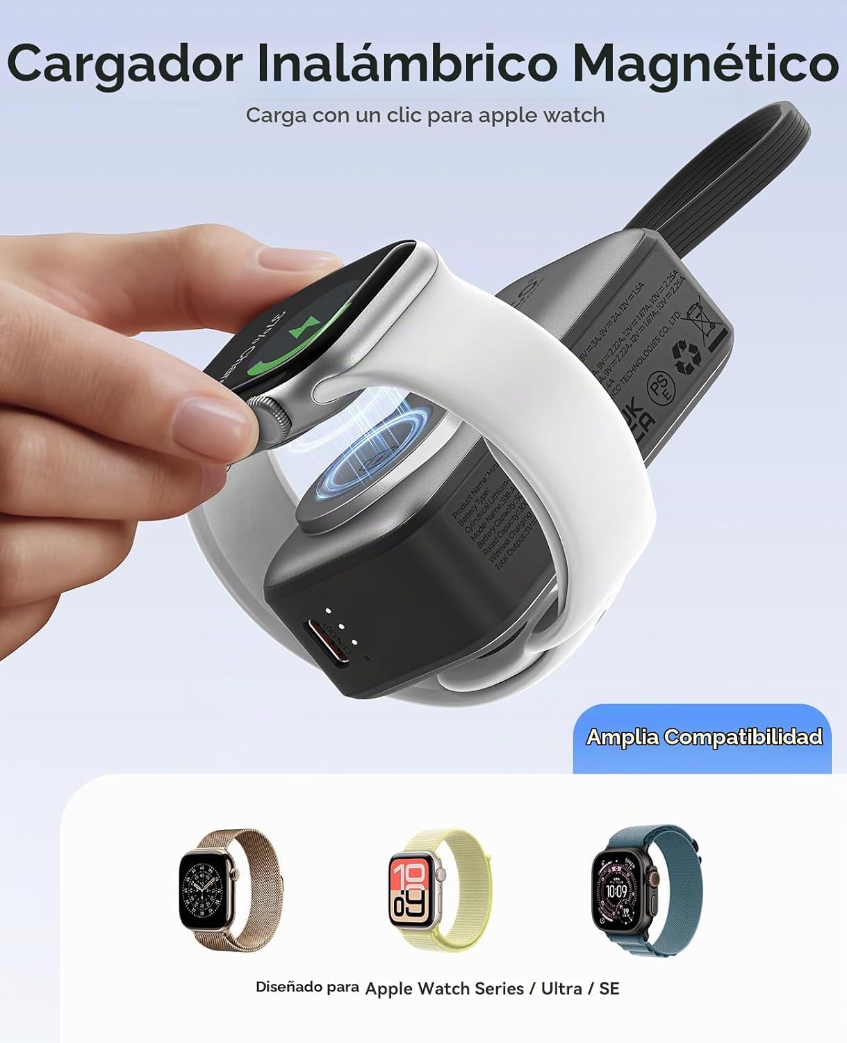 ORICO Cargador portátil con cable Lightning integrado, cargador de...