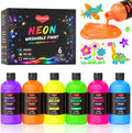 Juego de pintura lavable de neón grande para niños, 6 colores