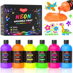 Juego de pintura lavable de neón grande para niños, 6 colores