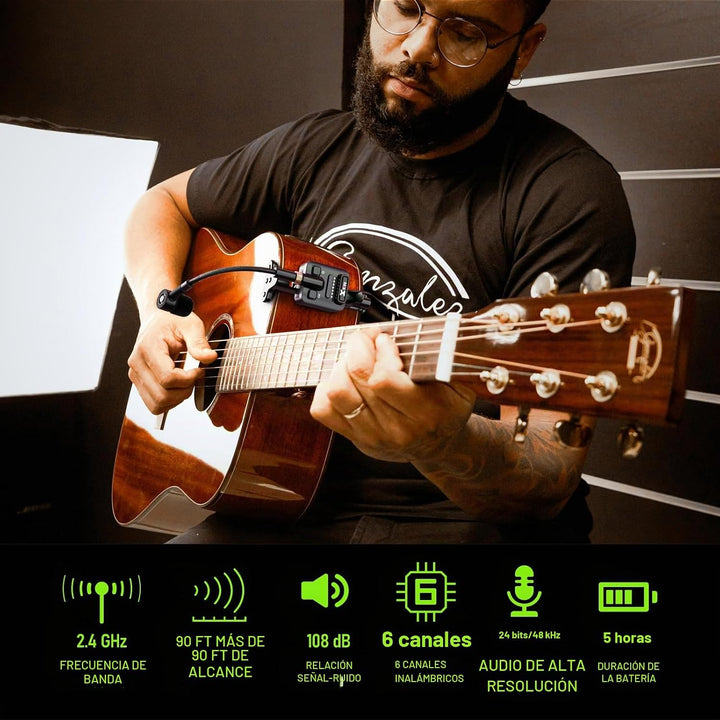 Xvive Sistema inalámbrico de guitarra acústica U8 2.4GHz transmisor...